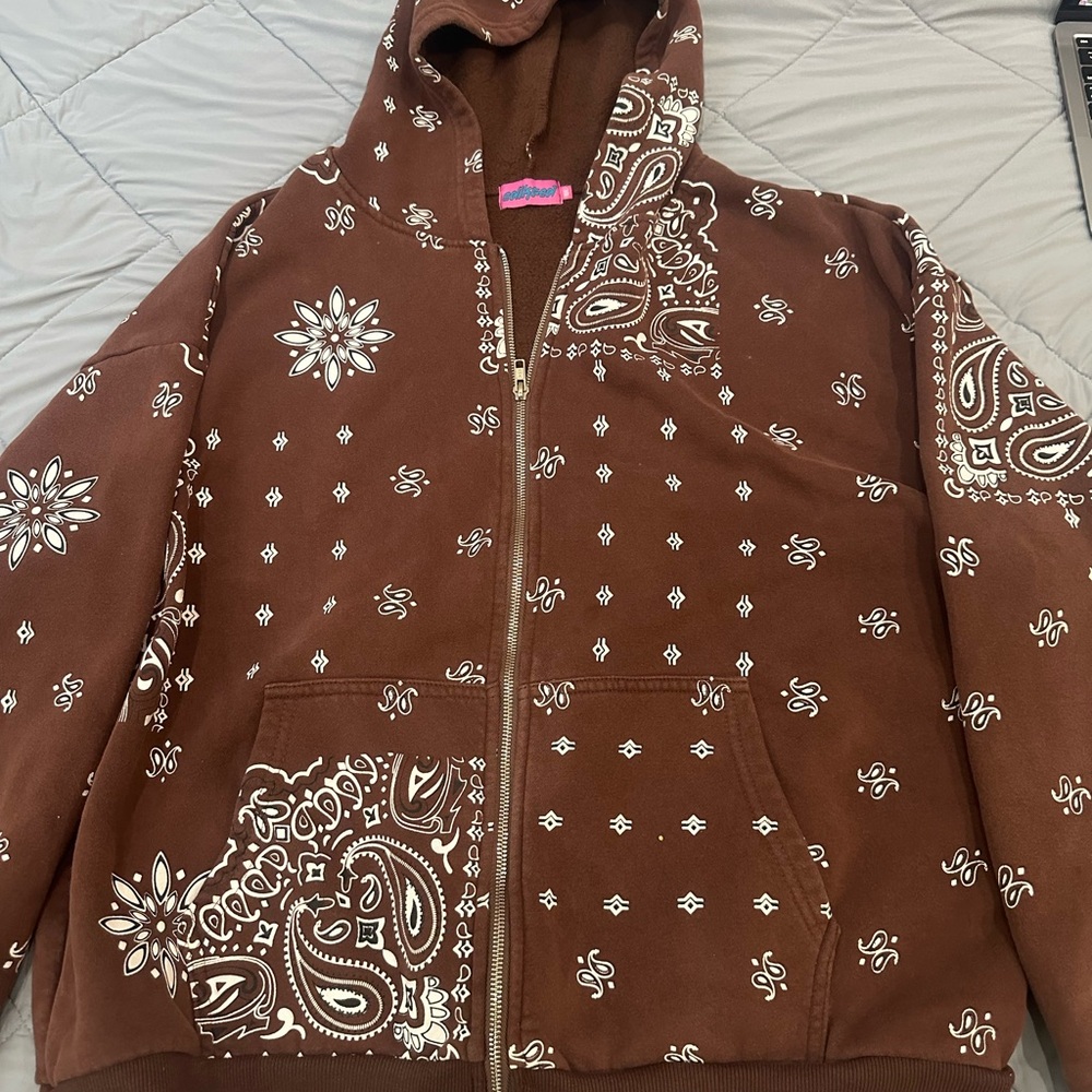Edikted Brown Bandana Print Hoodie